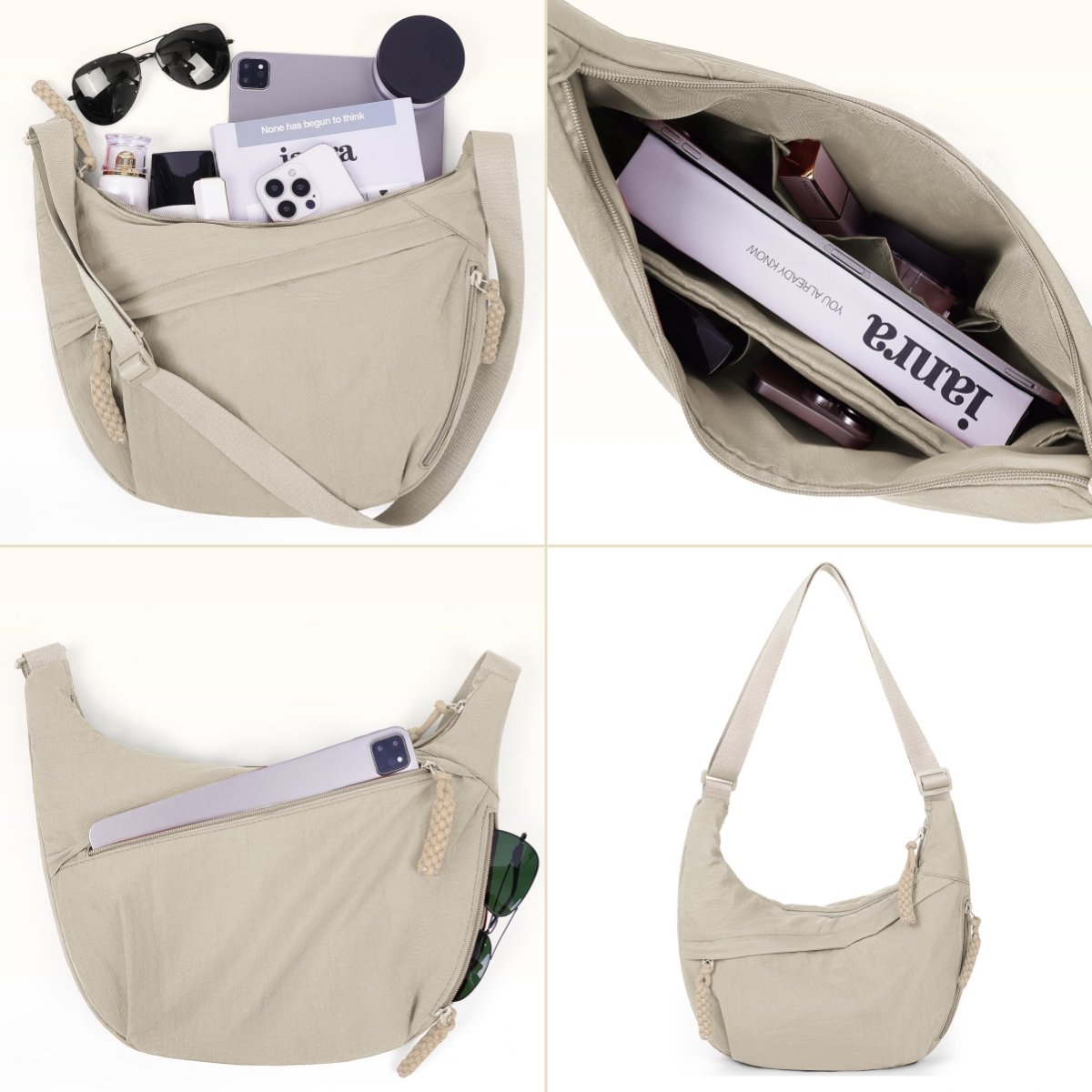 ✨Last Day 49% OFF - Women's Fashion Plain Color Nylon Crossbody Hobo Bag