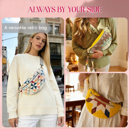 🔥🔥 Vintage-Inspired Patchwork Quilted Sling Bag