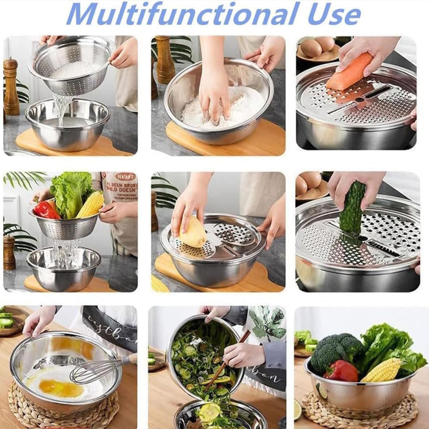 3-in-1 Multifunctional Stainless Steel Basin Set